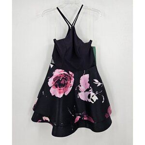 New Speechless Womens Jr Sz 11 Halter Dress Blue Purple Floral Tiered Skirt